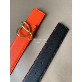 Loewe Soft Leather Gold Buckle 32mm Belts Orange