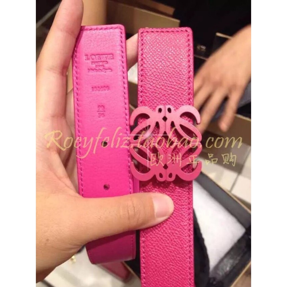 Loewe Fashion Calf Leather Anagram Buckle 32mm Belts Pink