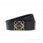 Loewe Soft Leather Gold Anagram Buckle 32mm Belts Black