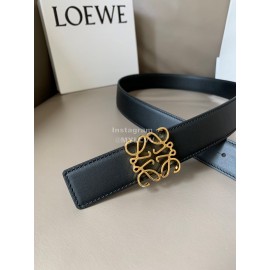 Loewe Soft Leather Gold Anagram Buckle 32mm Belts Black