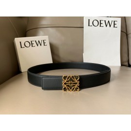Loewe Soft Leather Gold Anagram Buckle 32mm Belts Black
