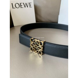 Loewe Soft Leather Gold Anagram Buckle 32mm Belts Black