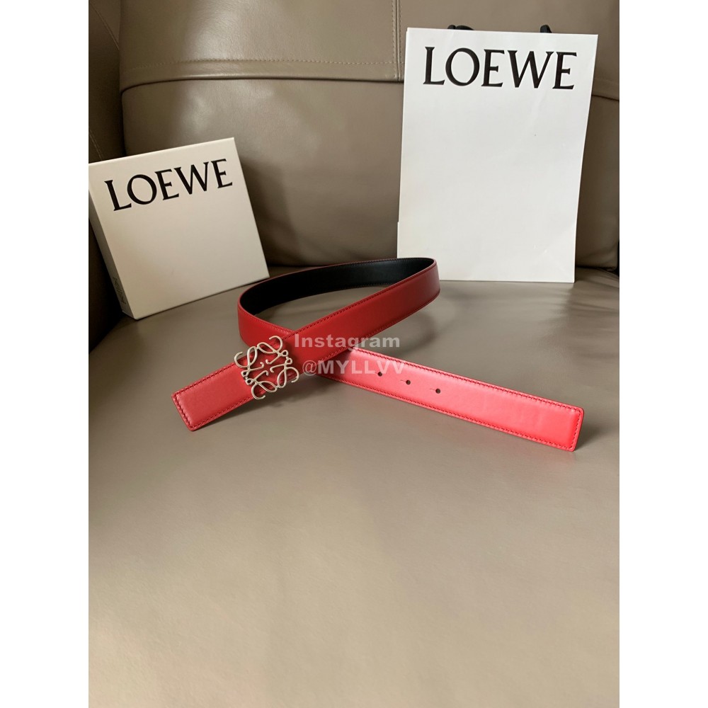 Loewe Soft Leather Gold Anagram Buckle 32mm Belts Red