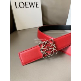 Loewe Soft Leather Gold Anagram Buckle 32mm Belts Red