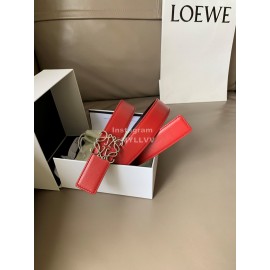 Loewe Soft Leather Gold Anagram Buckle 32mm Belts Red