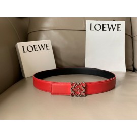 Loewe Soft Leather Gold Anagram Buckle 32mm Belts Red