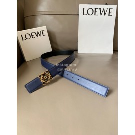 Loewe Soft Leather Gold Anagram Buckle 32mm Belts Blue
