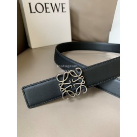 Loewe Soft Leather Silver Anagram Buckle 32mm Belts Black