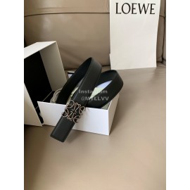 Loewe Soft Leather Silver Anagram Buckle 32mm Belts Black