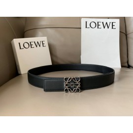 Loewe Soft Leather Silver Anagram Buckle 32mm Belts Black