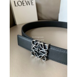 Loewe Soft Leather Silver Anagram Buckle 32mm Belts Black