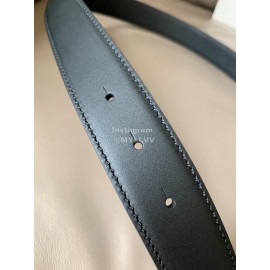 Loewe Soft Leather Silver Anagram Buckle 32mm Belts Black