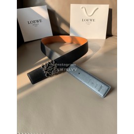 Loewe Fashion Calf Silver Anagram Buckle 40mm Belts For Men And Women