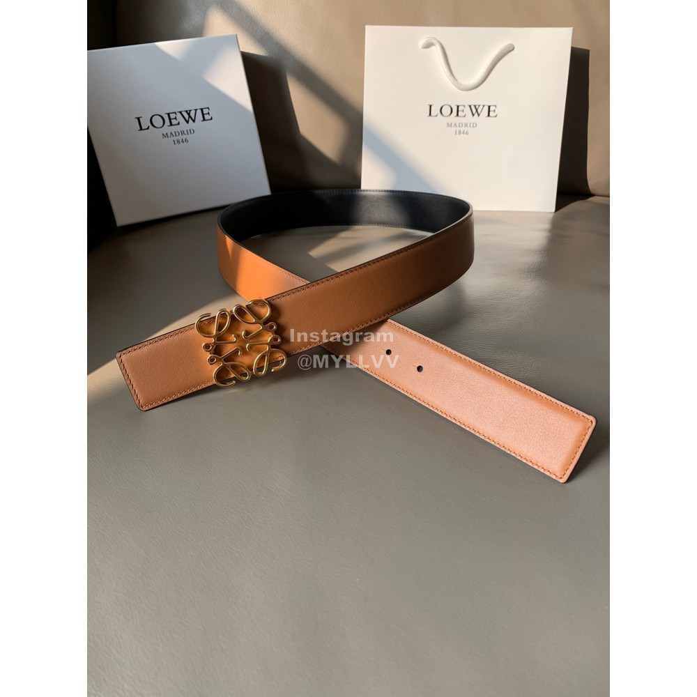 Loewe Fashion Calf Gold Anagram Buckle 40mm Belts Brown