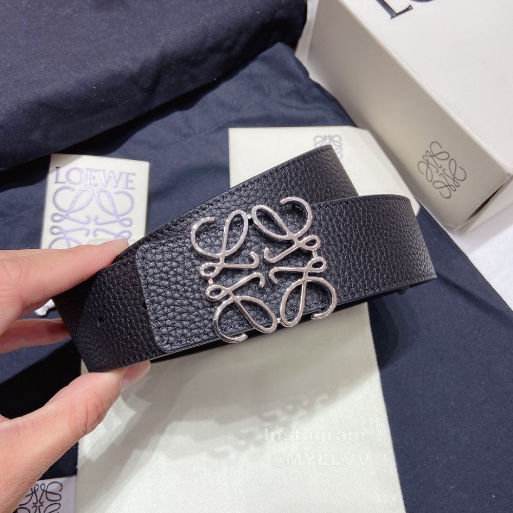 Loewe Soft Grain Calf Leather Anagram Buckle 40mm Belts Black