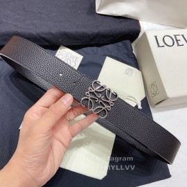 Loewe Soft Grain Calf Leather Anagram Buckle 40mm Belts Black