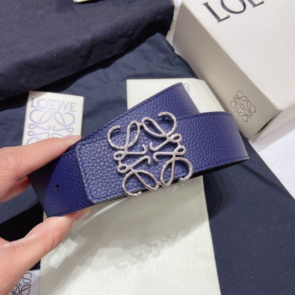 Loewe Soft Grain Calf Leather Anagram Buckle 40mm Belts Blue