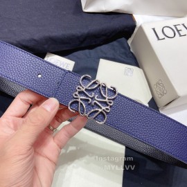 Loewe Soft Grain Calf Leather Anagram Buckle 40mm Belts Blue