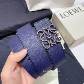 Loewe Soft Grain Calf Leather Anagram Buckle 40mm Belts Blue