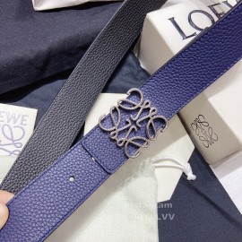 Loewe Soft Grain Calf Leather Anagram Buckle 40mm Belts Blue