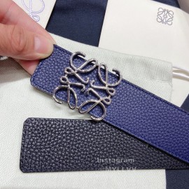 Loewe Soft Grain Calf Leather Anagram Buckle 40mm Belts Blue