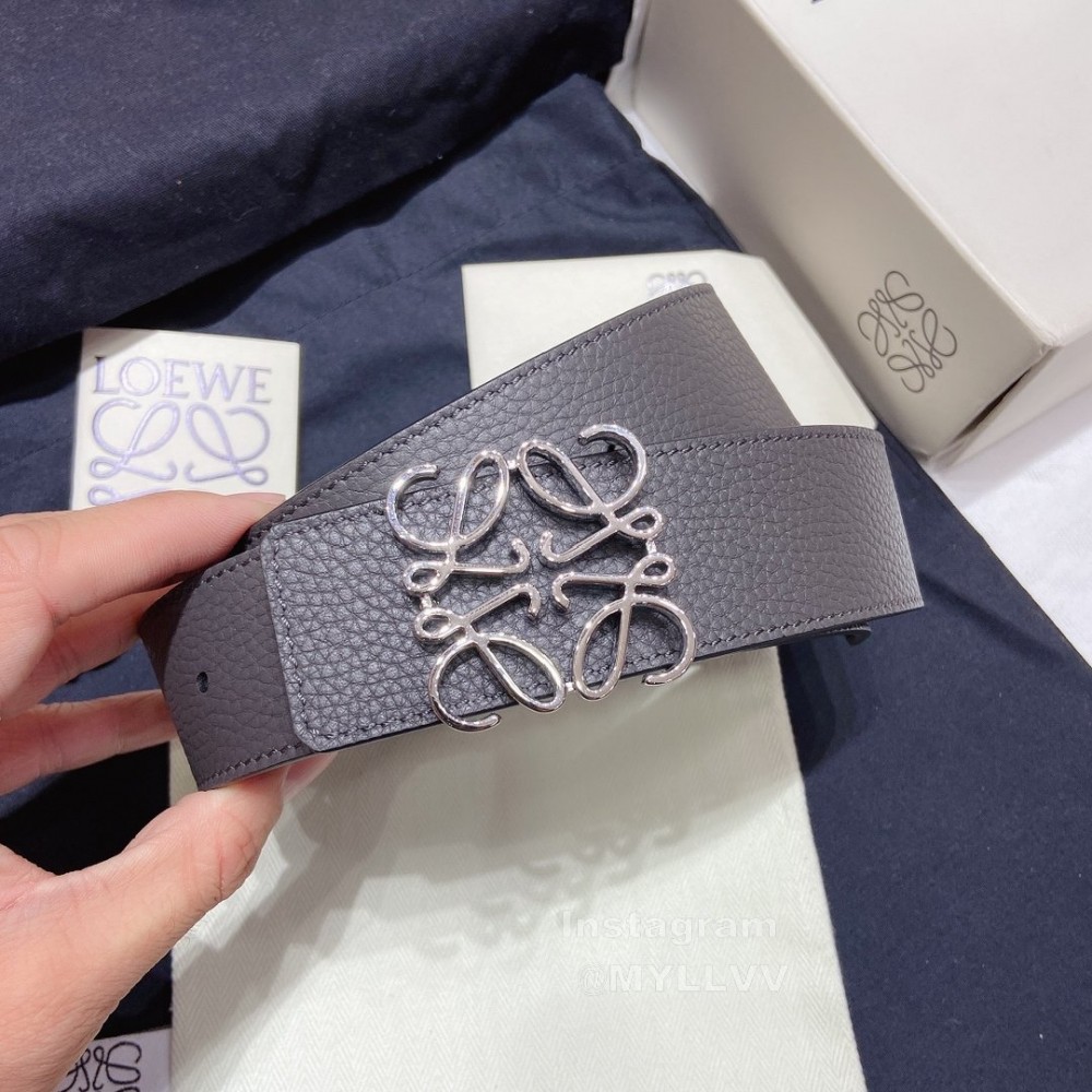 Loewe Soft Grain Calf Leather Anagram Buckle 40mm Belts Gray