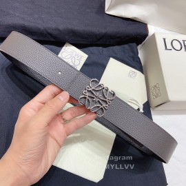 Loewe Soft Grain Calf Leather Anagram Buckle 40mm Belts Gray