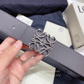 Loewe Soft Grain Calf Leather Anagram Buckle 40mm Belts Gray