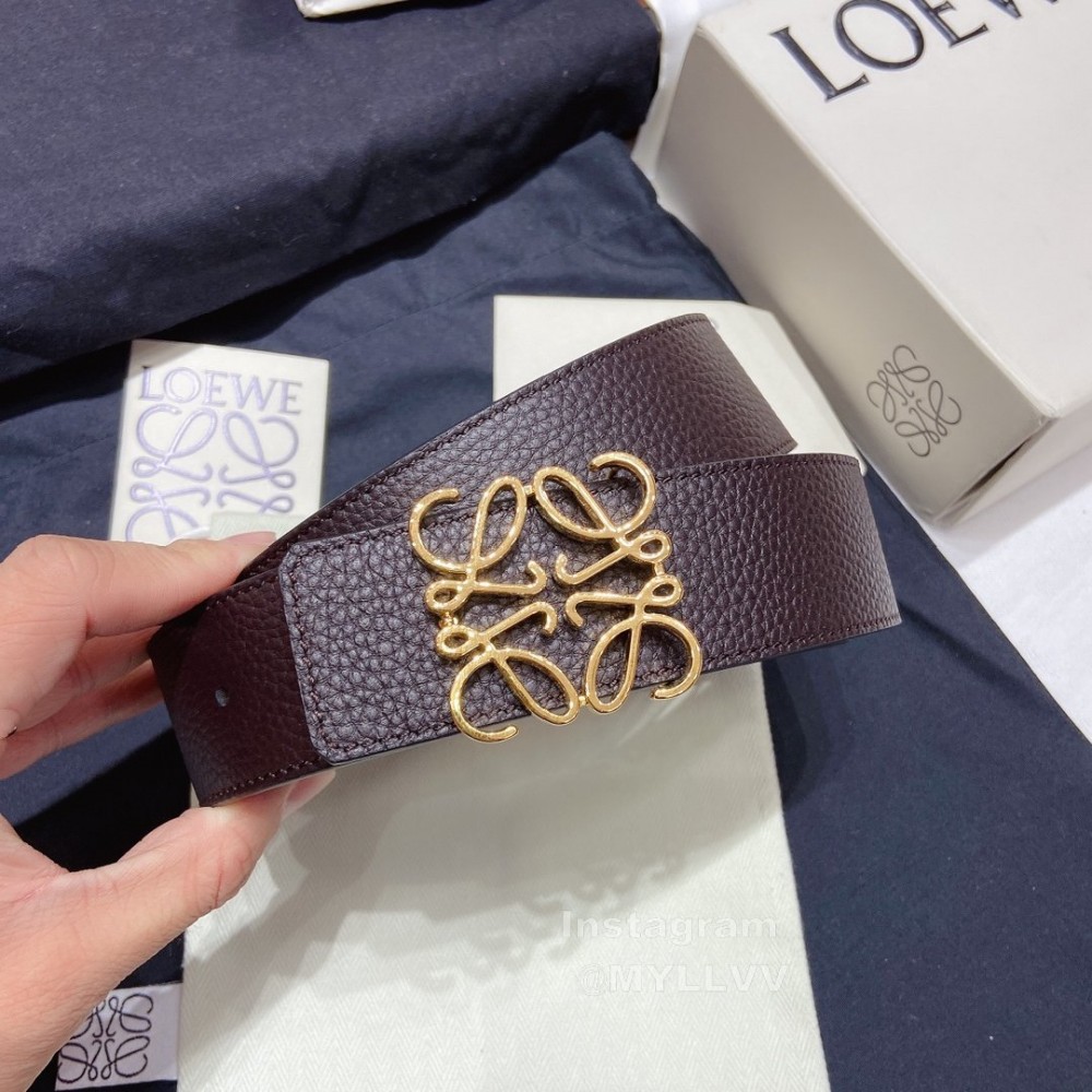 Loewe Soft Grain Calf Leather Anagram Buckle 40mm Belts Coffee