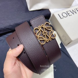 Loewe Soft Grain Calf Leather Anagram Buckle 40mm Belts Coffee
