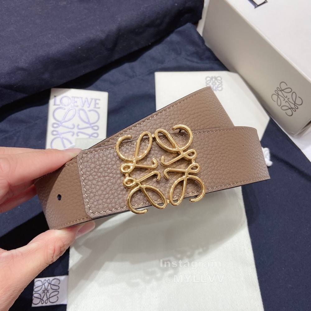 Loewe Soft Grain Calf Leather Anagram Buckle 40mm Belts Brown