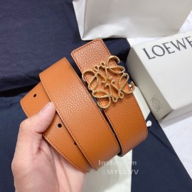 Loewe Soft Grain Calf Leather Anagram Buckle 40mm Belts Tan