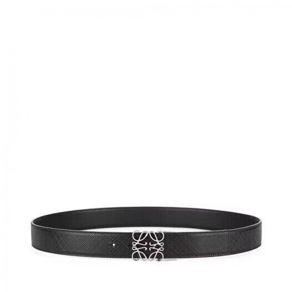 Loewe Leisure Black Calf Gold Anagram Buckle 40mm Belts