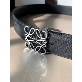 Loewe Leisure Black Calf Gold Anagram Buckle 40mm Belts