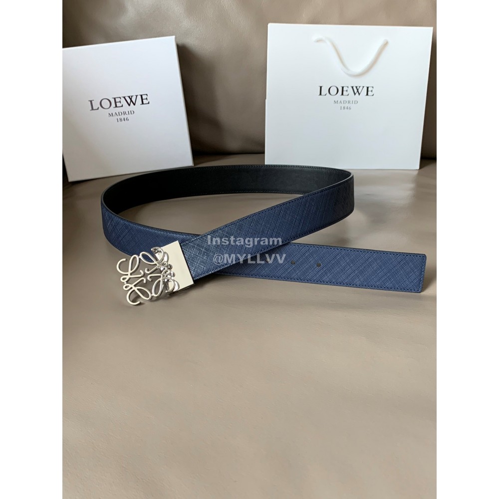 Loewe Leisure Navy Calf Gold Anagram Buckle 40mm Belts