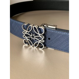 Loewe Leisure Navy Calf Gold Anagram Buckle 40mm Belts
