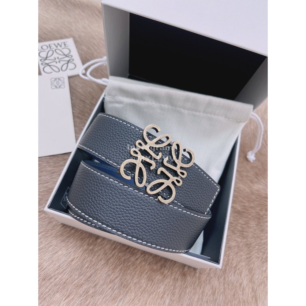 Loewe Soft Grain Calf Leather Anagram Buckle 40mm Belts Black