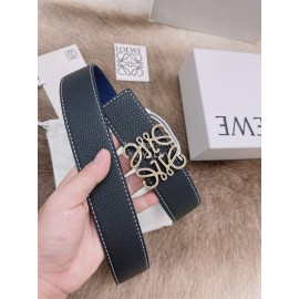 Loewe Soft Grain Calf Leather Anagram Buckle 40mm Belts Black