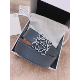 Loewe Smooth Calf Leather Silver Anagram Buckle 40mm Belts Black