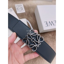 Loewe Smooth Calf Leather Silver Anagram Buckle 40mm Belts Black