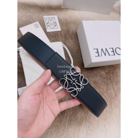 Loewe Smooth Calf Leather Silver Anagram Buckle 40mm Belts Black