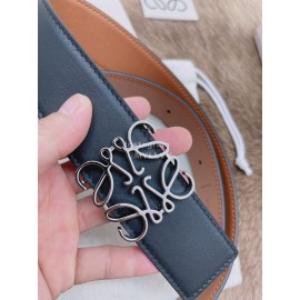 Loewe Smooth Calf Leather Silver Anagram Buckle 40mm Belts Black