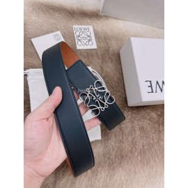 Loewe Smooth Calf Leather Silver Anagram Buckle 40mm Belts Black