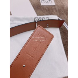 Loewe Smooth Calf Leather Silver Anagram Buckle 40mm Belts Black