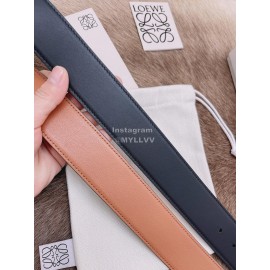 Loewe Smooth Calf Leather Silver Anagram Buckle 40mm Belts Black