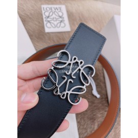 Loewe Smooth Calf Leather Silver Anagram Buckle 40mm Belts Black