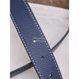 Loewe Soft Grain Calf Leather Silver Anagram Buckle 32mm Belts Blue