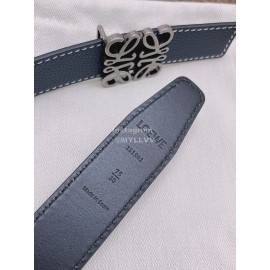 Loewe Soft Grain Calf Leather Silver Anagram Buckle 32mm Belts Blue