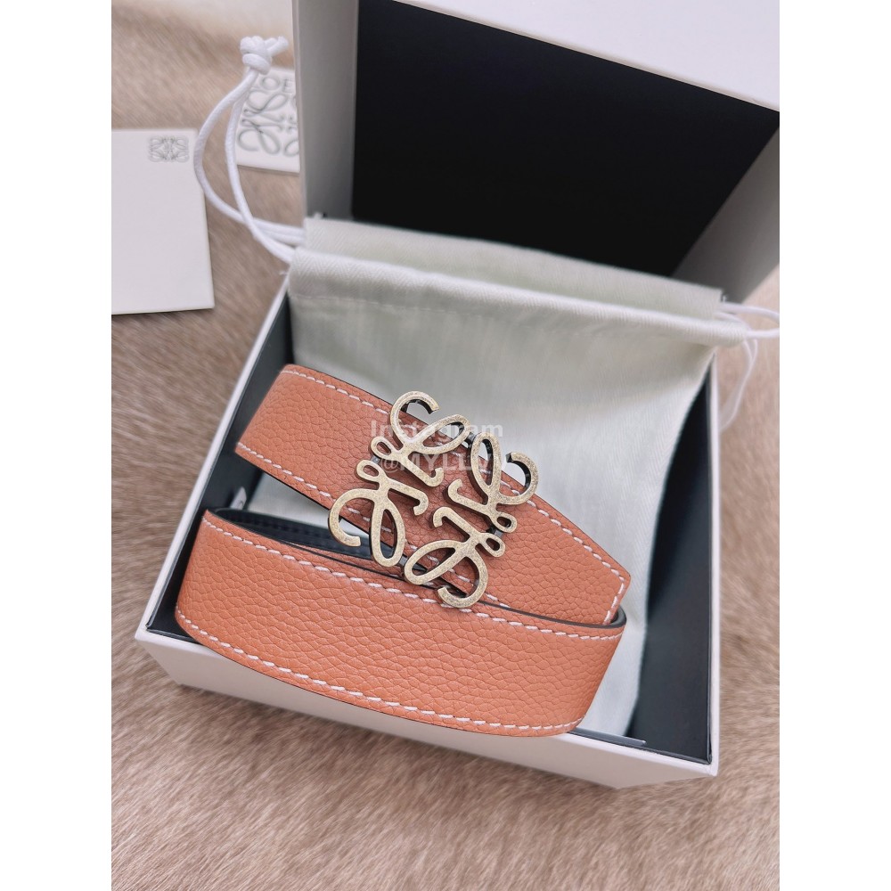 Loewe Soft Grain Calf Leather Anagram Buckle 32mm Belts Tan