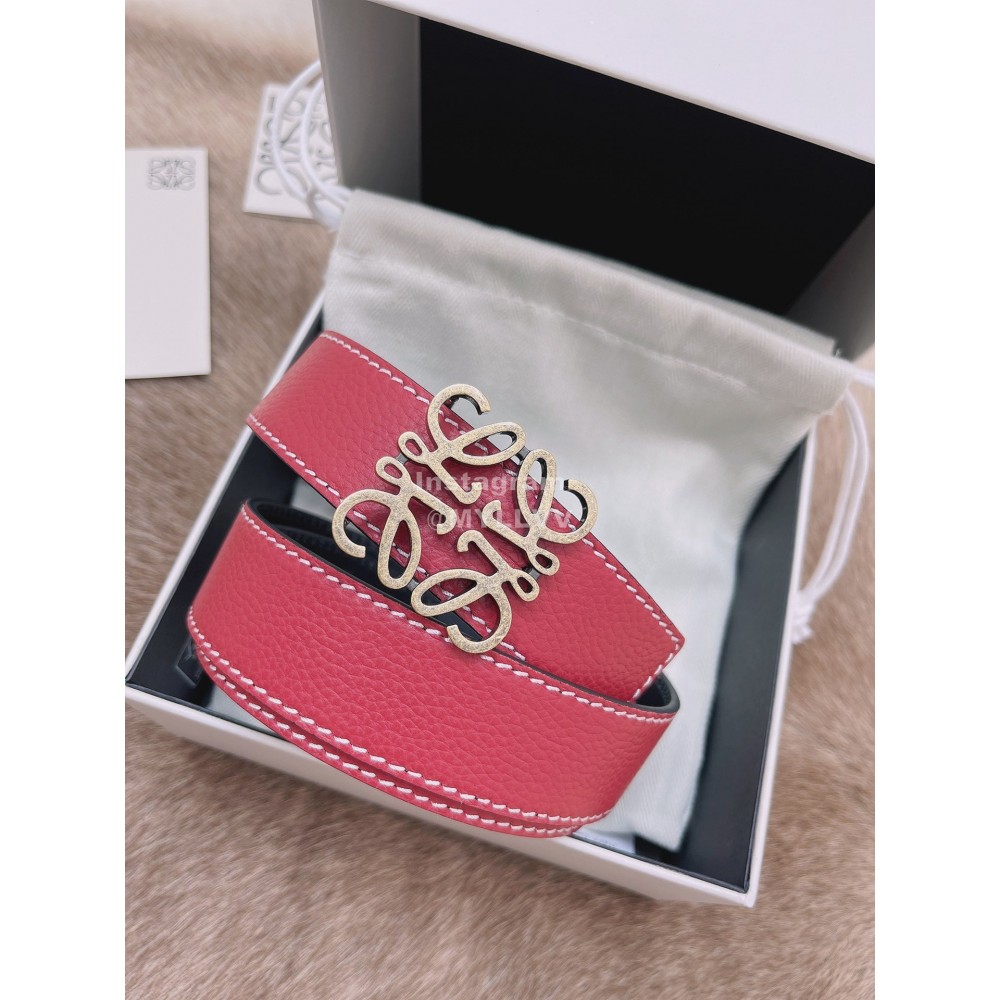 Loewe Soft Grain Calf Leather Anagram Buckle 32mm Belts Red